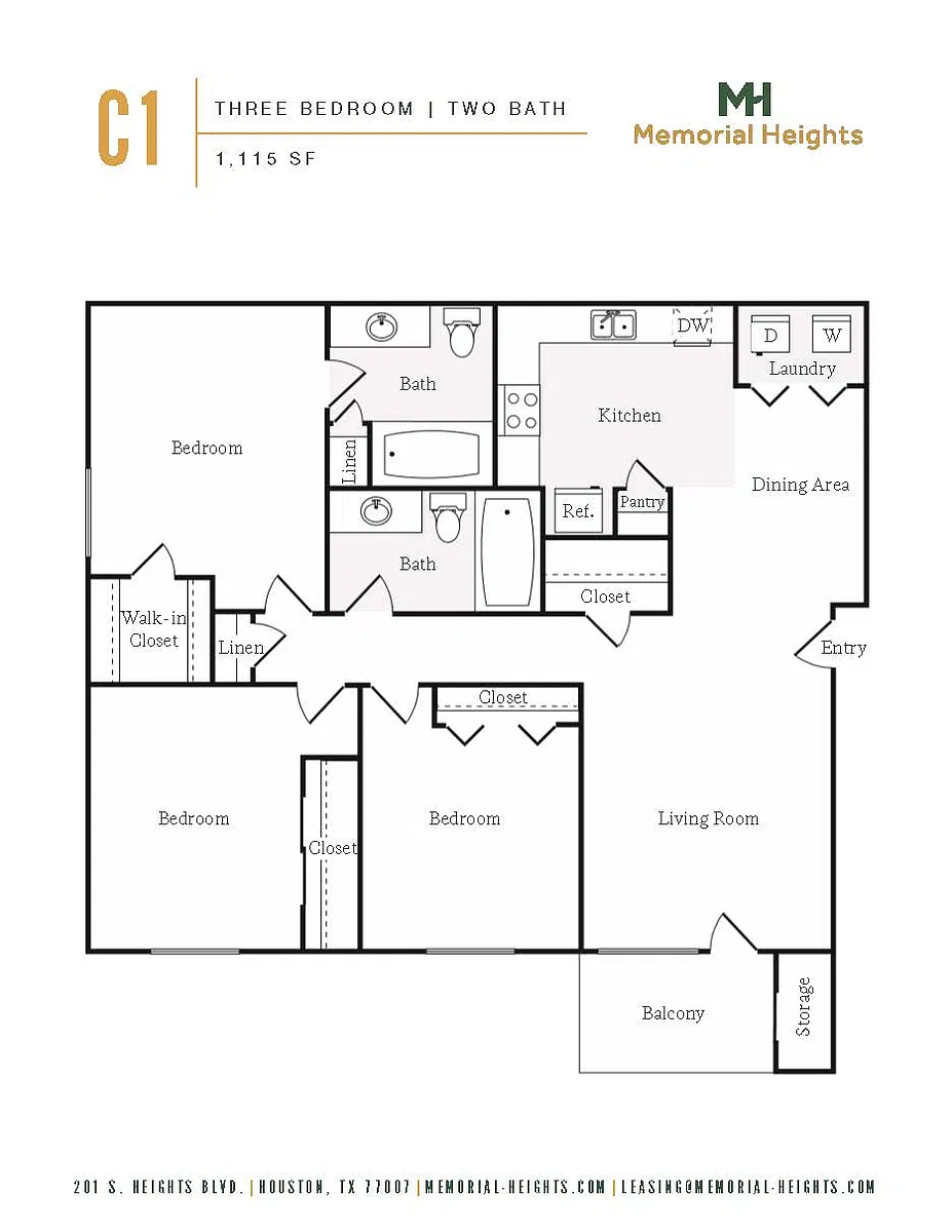 Floor plan Three bedroom C1