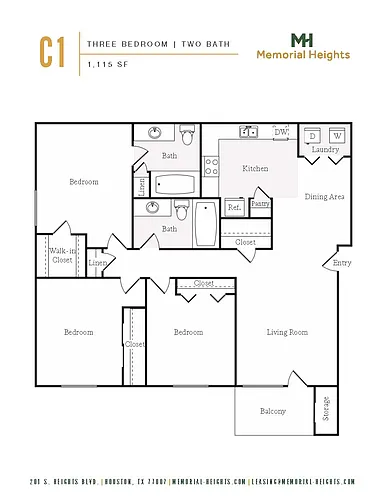 Floor plan Three bedroom C1