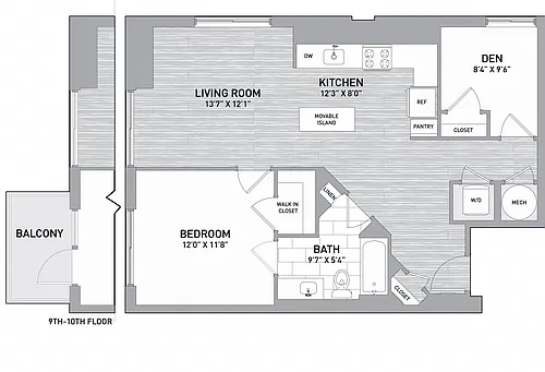 Floor plan 1 Bed1 BathDen DEN B