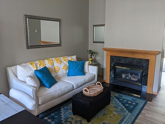 Fireplace off kitchen