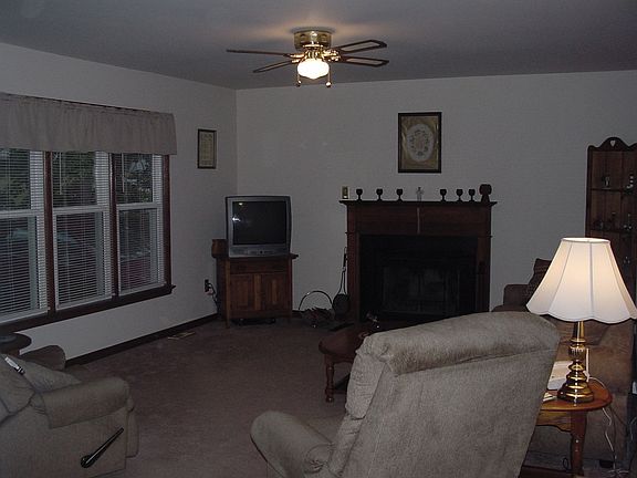 Oversized living room with fireplace