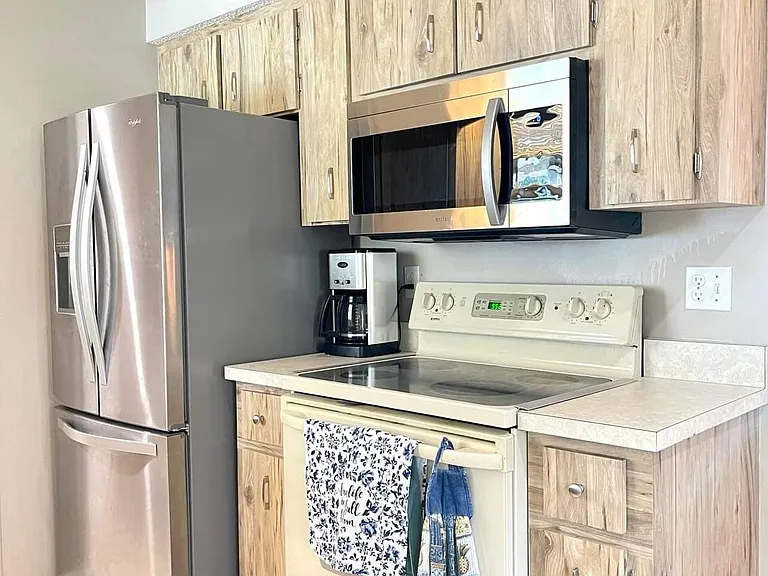 New refrigerator. Oven and microwave.