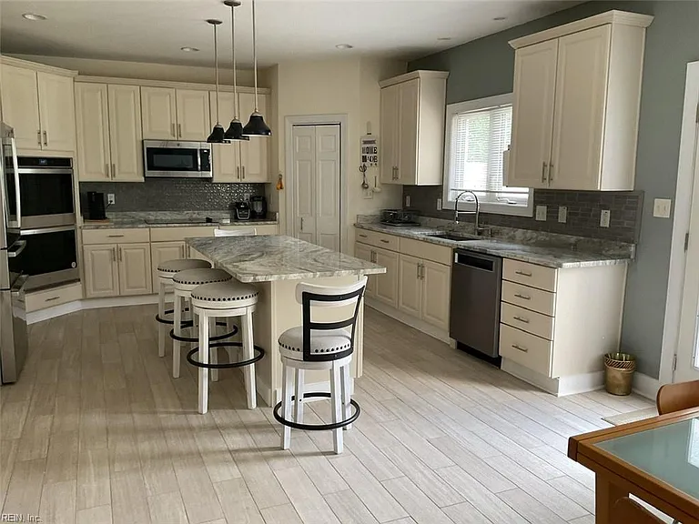 View of Kitchen with large island