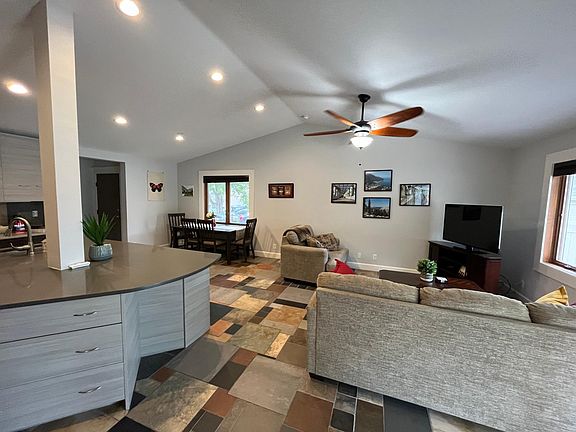 View of open floor plan from master bedroom