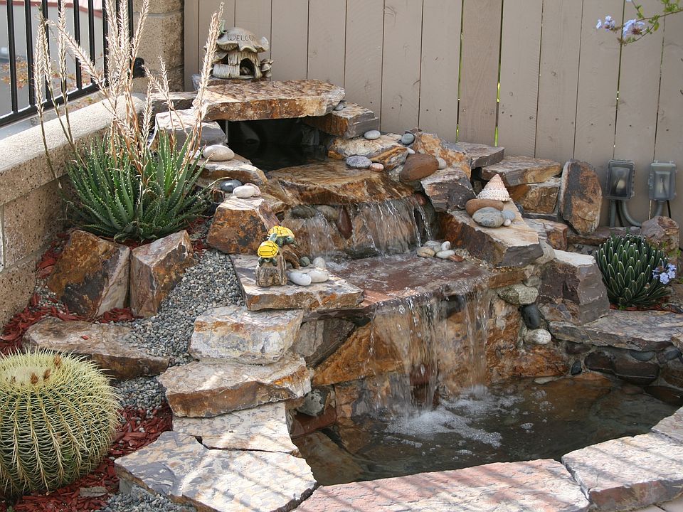 Waterfall in backyard