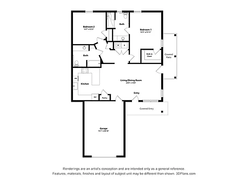 Floor plan 2B/2BVillas at Belle Meadow