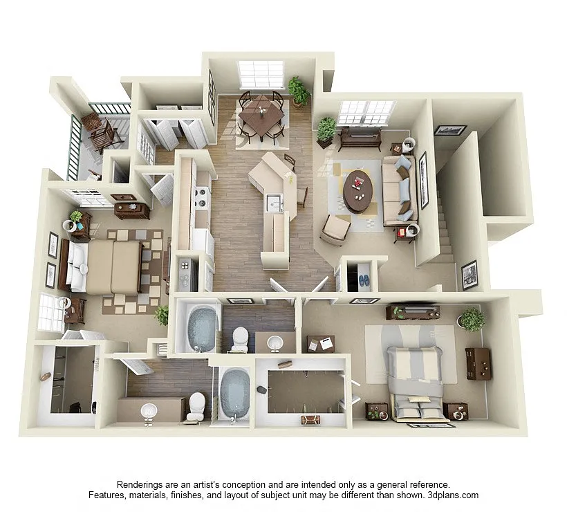Floor plan 2 Bed x 2 Bath Large