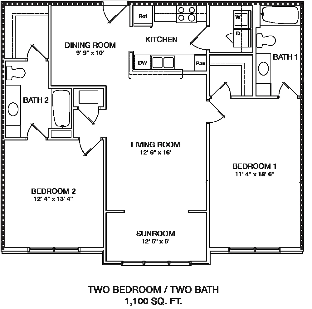 Floor plan 2 Bed 2 Bath