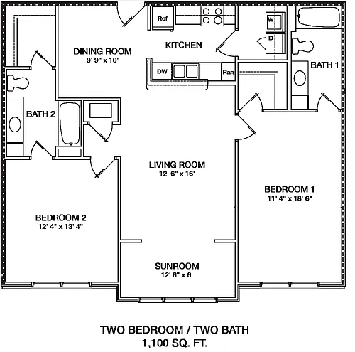 Floor plan 2 Bed 2 Bath