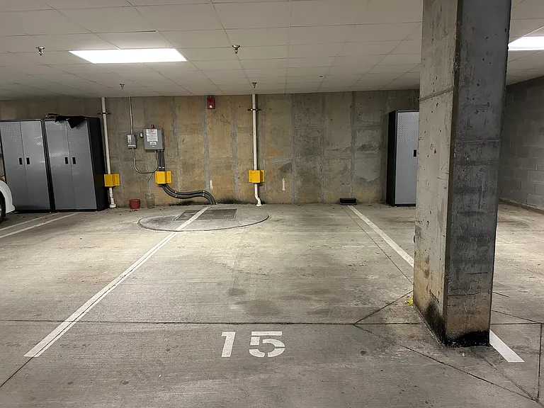 Unit 105's parking space in the secured, underground garage