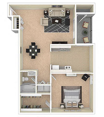 Floor plan 1 BEDROOM (1E)