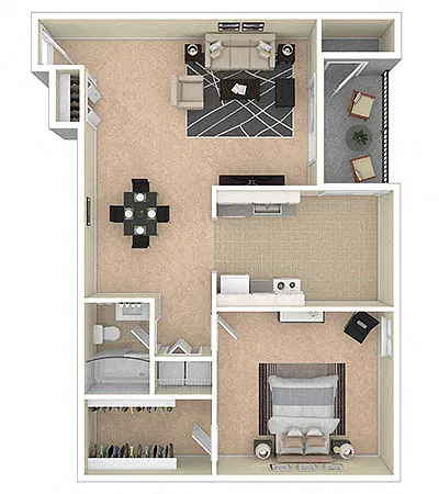 Floor plan 1 BEDROOM (1E)