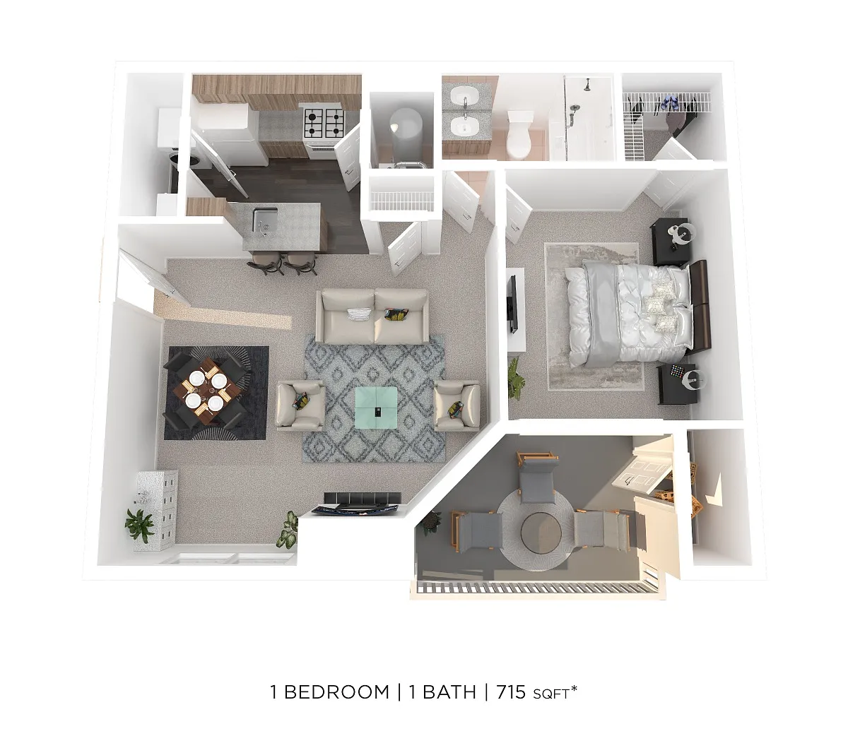 Floor plan One Bedroom - 715 sqft