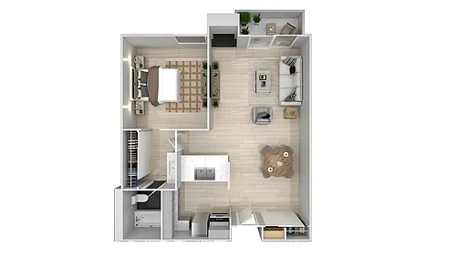 Floor plan One bedroom One bath 667sf