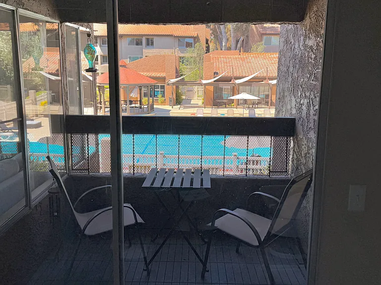 First patio that overlooks the pool