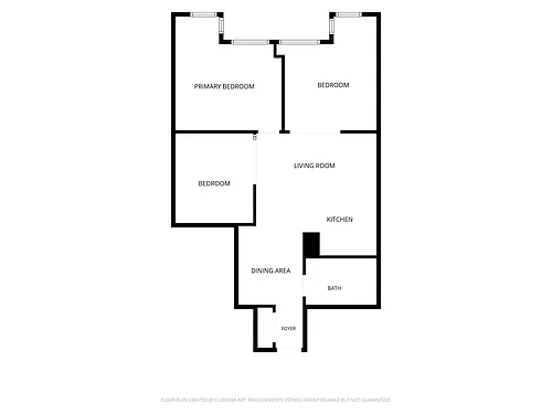 Floor plan 2BR and DEN x 1 BA- Available Now