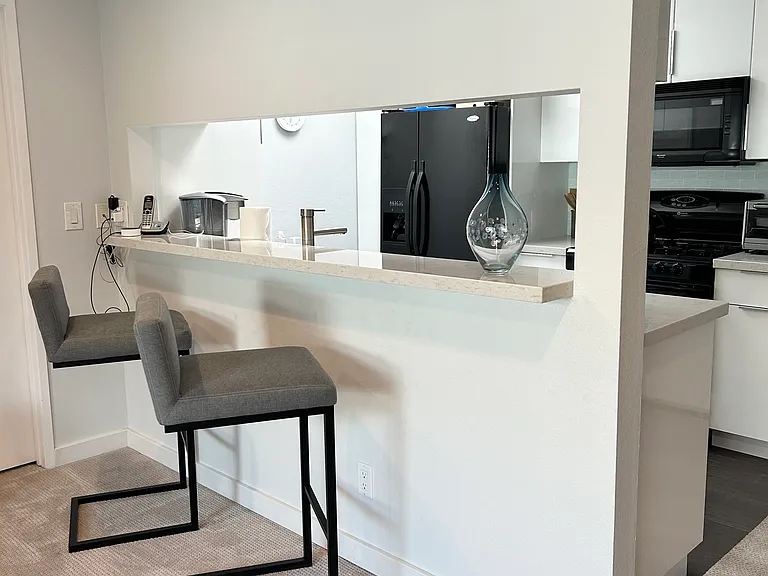 Bar stools at kitchen counter