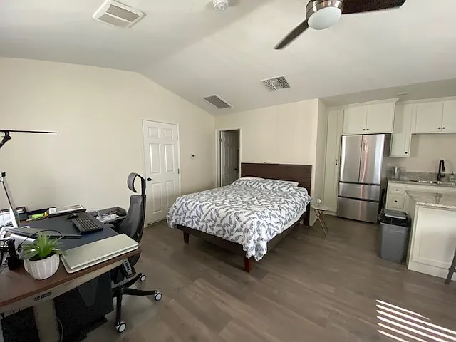 Furniture not included. Studio is rented unfurnished. Refrigerator not included.