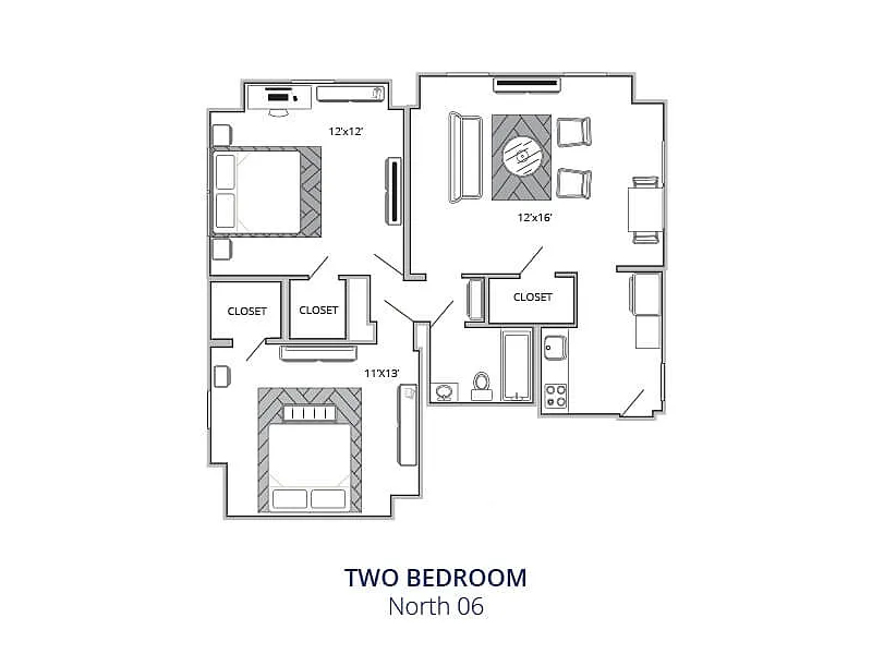 Floor plan Two Bedroom One Bath North 06