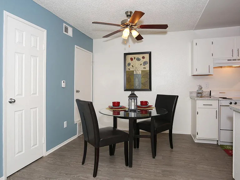 Dining room with the closet door in background