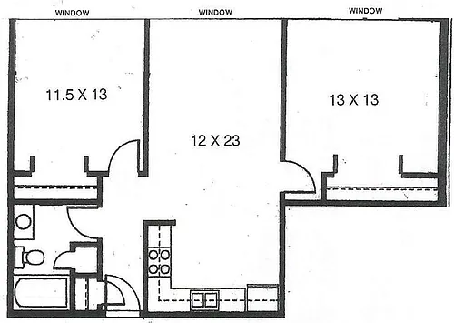 Floor plan 2 Bedroom/1 Bathroom