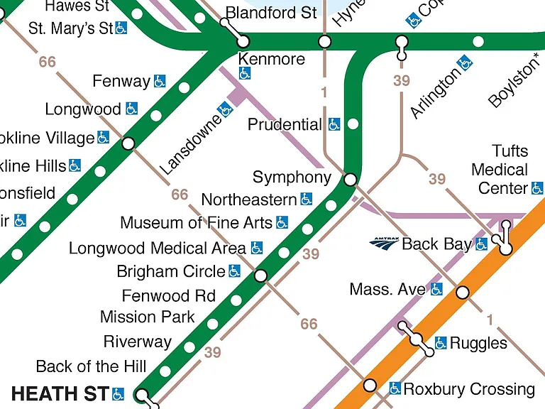 1 block to Longwood Medical Area station on the green line