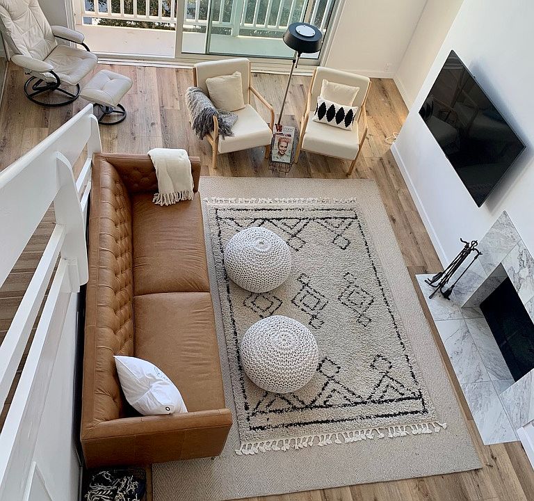 View from loft to living room