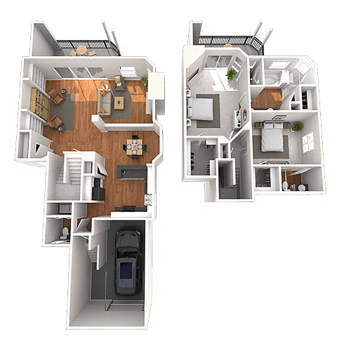 Floor plan Townhome 2x2.5 1503-1773 SF