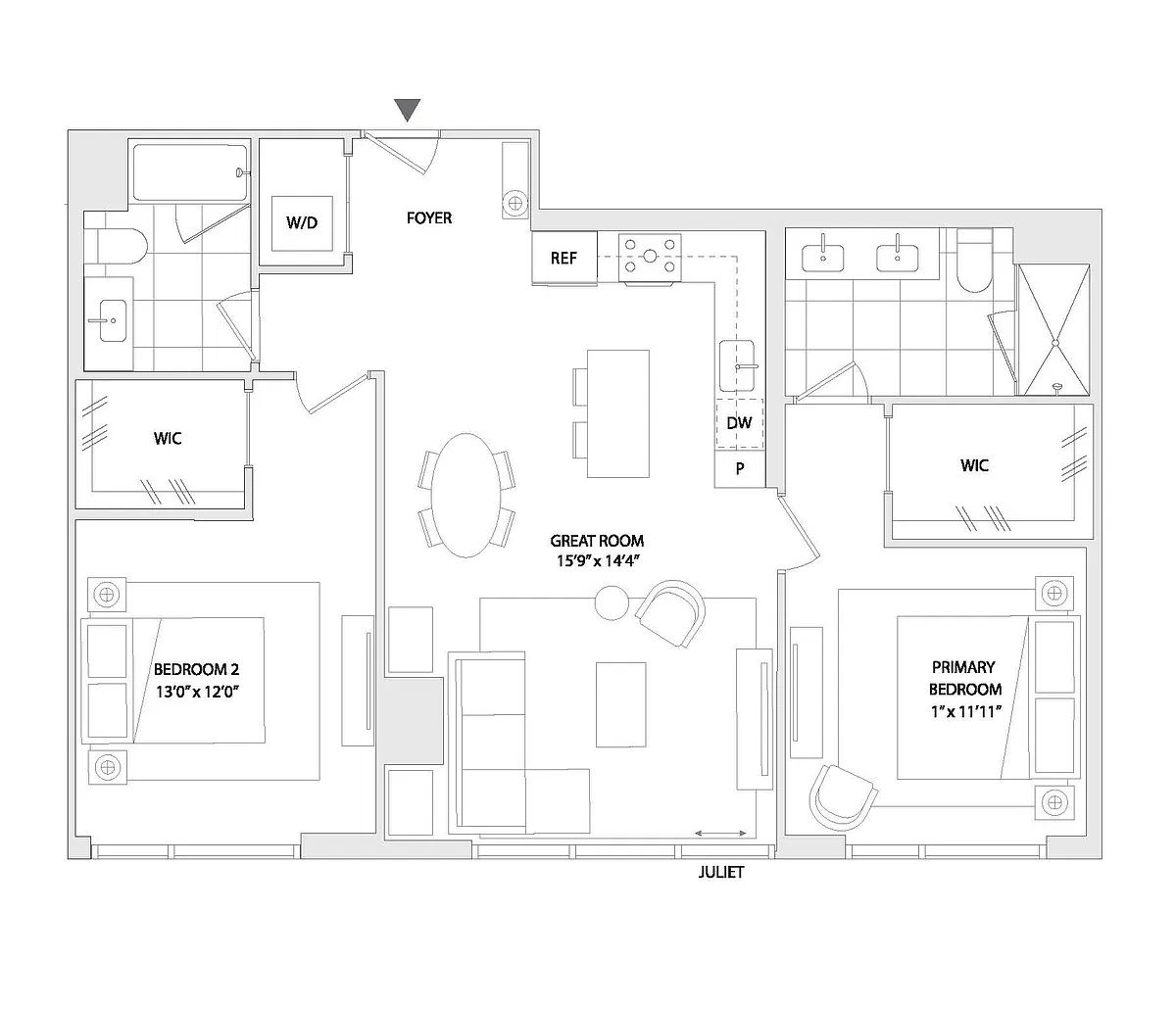 Floor plan 2 BED A2