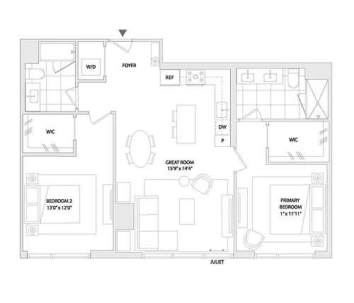 Floor plan 2 BED A2