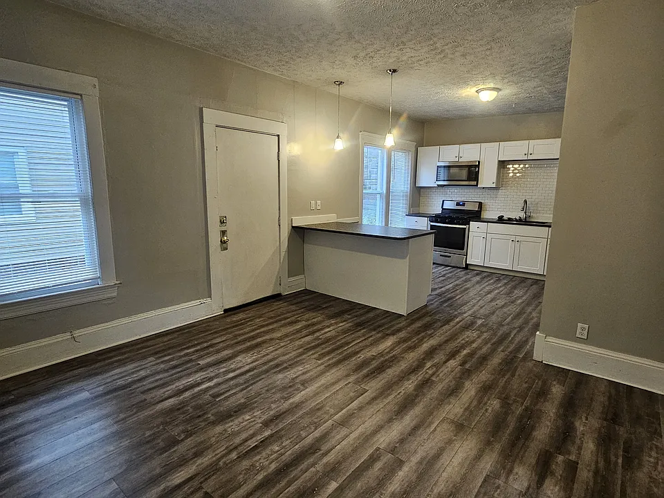 Living area and kitchen