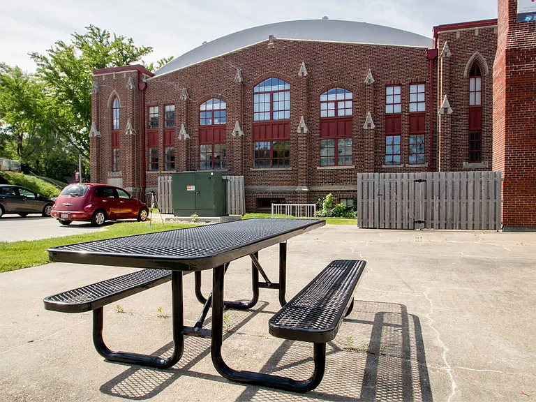 Patio table at 3 Points Loft.