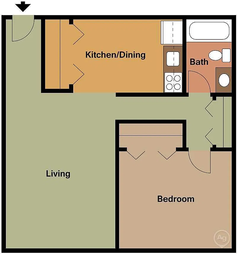 Floor plan 1BR Mid No Balcony