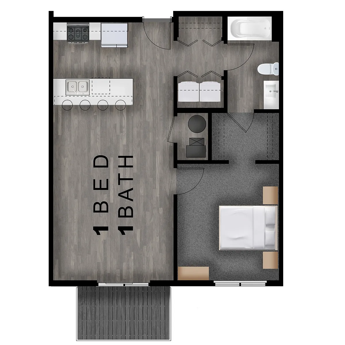 Floor plan 1 Bed, 1 Bath