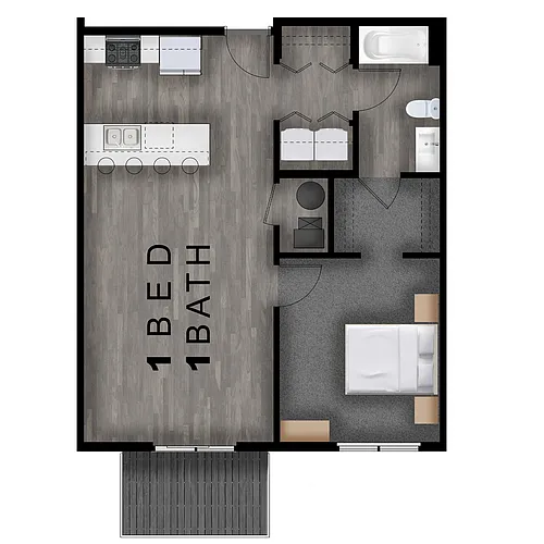 Floor plan 1 Bed, 1 Bath
