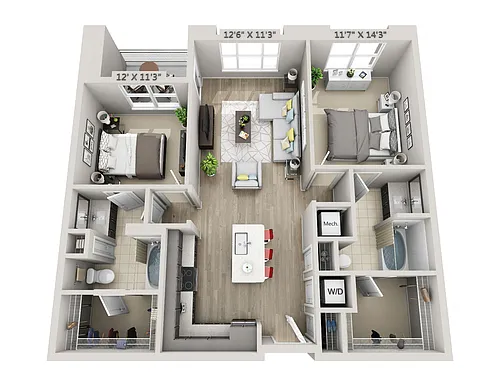 Floor plan C1b 2 Bedroom 2 Bath