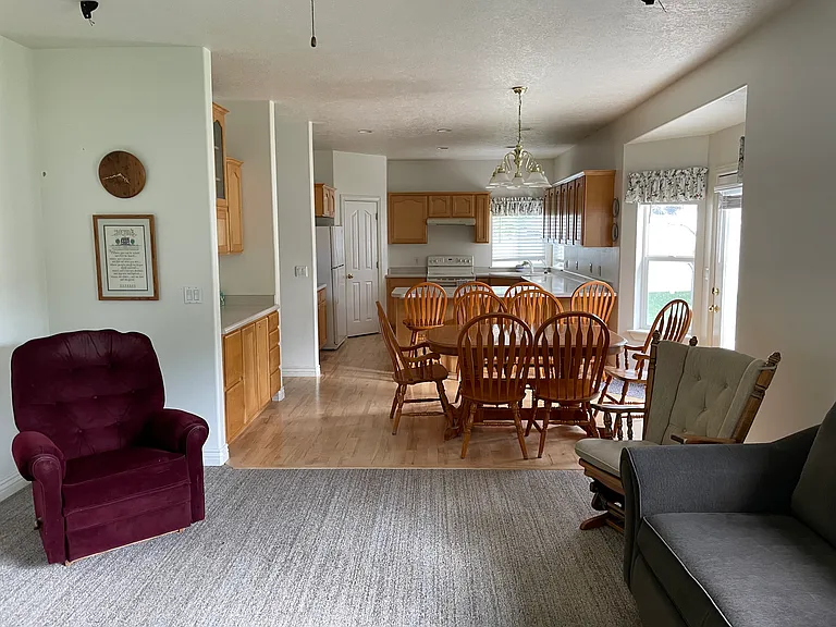 family room and kitchen