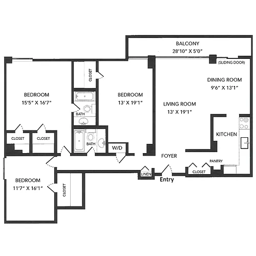 Floor plan 3 Bed, 2 Bath 1,708 SF 32