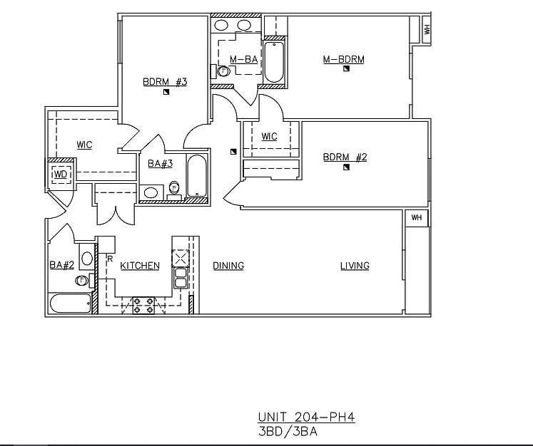 Floor plan Three-Bedroom Three-Bathroom - C