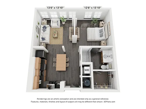 Floor plan Open 1x1 B