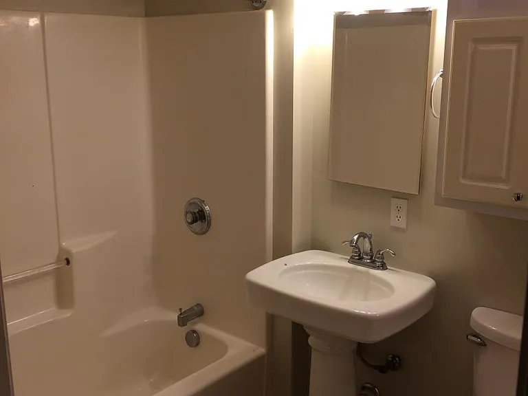 Full bath with functioning medicine cabinet.