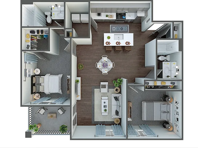 Discover luxury living with this elegantly designed two-bedroom apartment featuring a modern kitchen, spacious living room, and a cozy balcony. Discover luxury living with this elegantly designed two-bedroom apartment featuring a modern kitchen, spacious