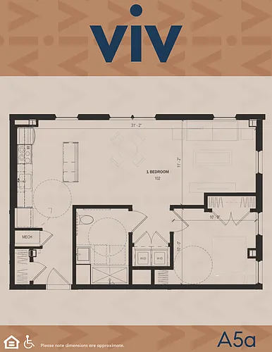 Floor plan 102 - Middle Income Work Force Housing ADA Unit