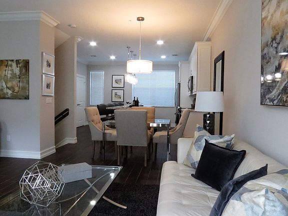 view from living room into dining area