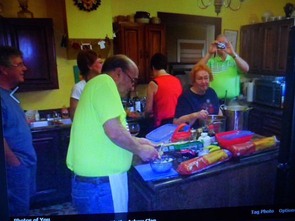 family staging summer picnic
