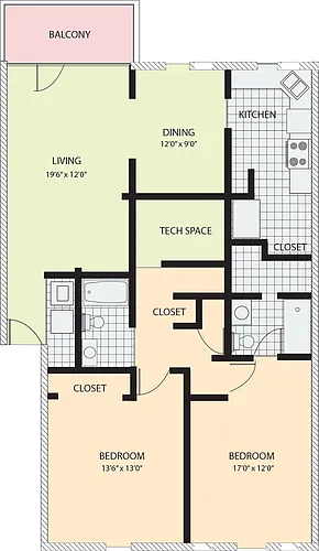 Floor plan 2 x 2 Everett