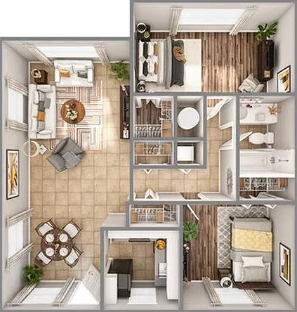 2 Bedroom (B2) Floor Plan 2 Bedroom (B2) Floor Plan