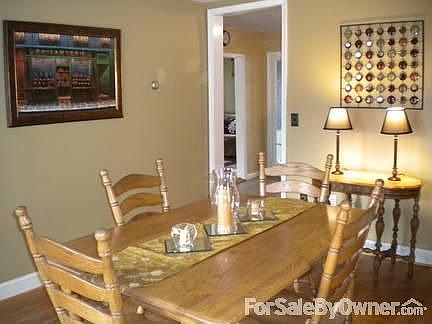 large bright dining room off kitchen