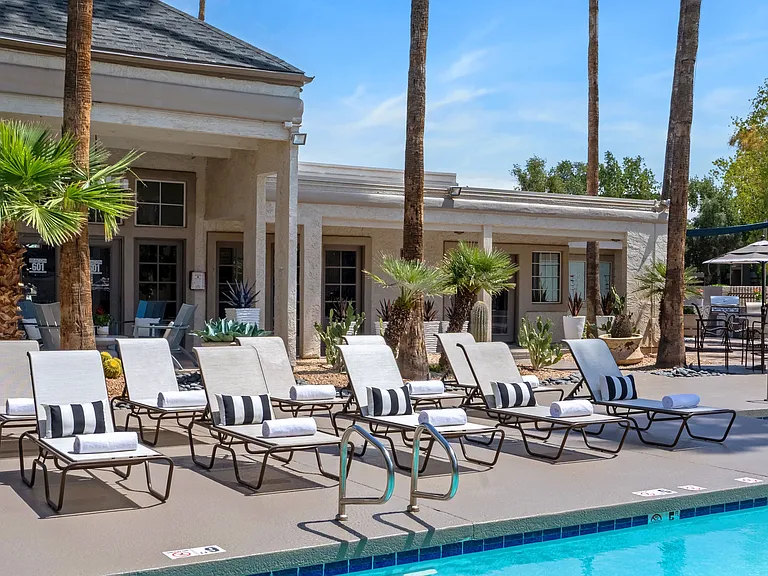 Immerse yourself in the sun's embrace on our plentiful poolside loungers where everyday living feels like a vacation!
