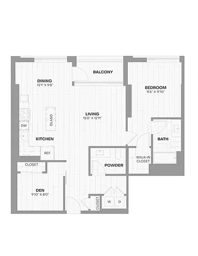 Floor plan 1 Bed/1.5 Bath Den -2506